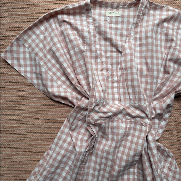 Organic Cotton Pink Gingham Caftan Dress by Pehr - Picture 1 of 11